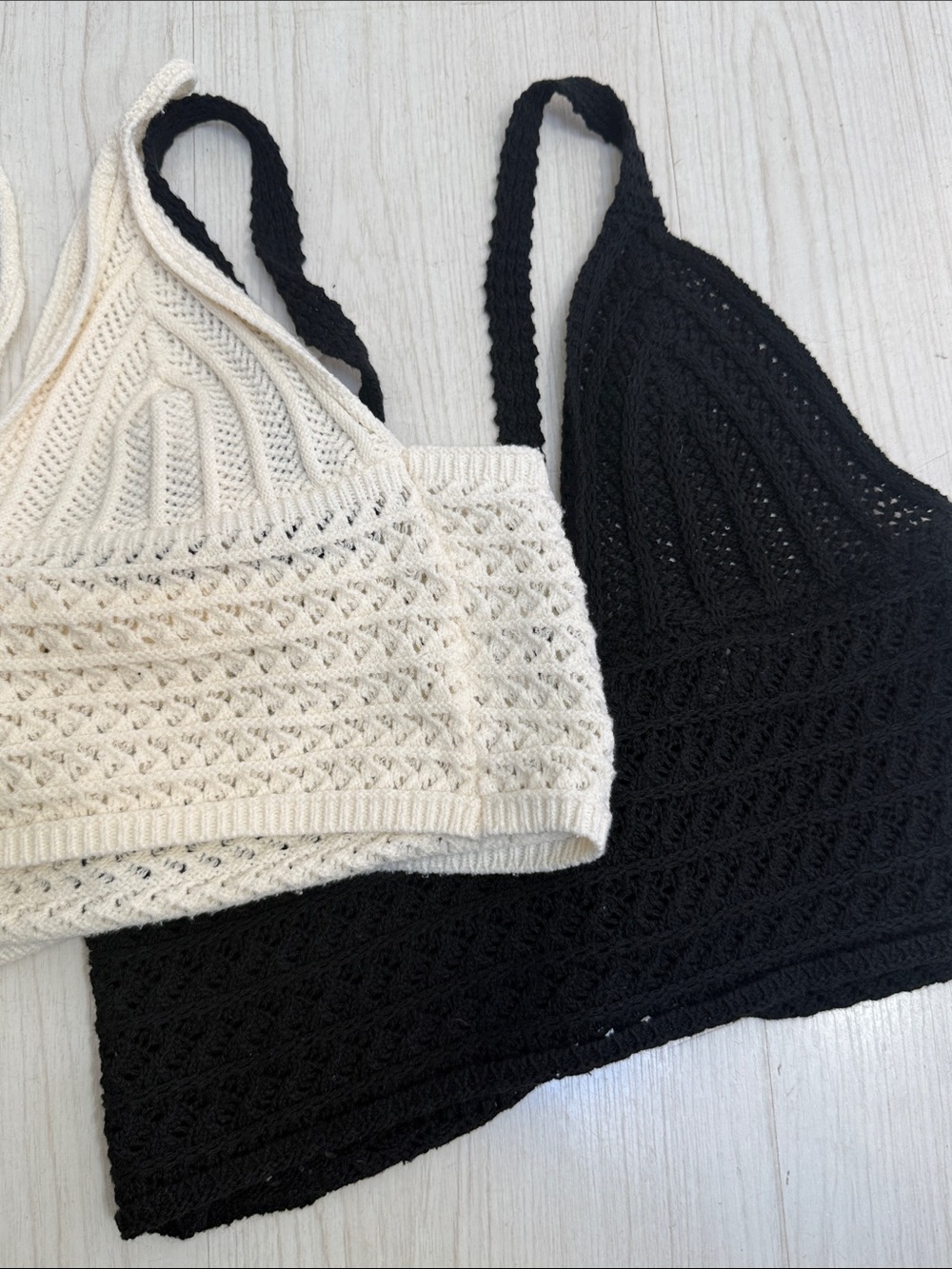 SHEIN Crochet Halter Bralette Set — Black & Cream - Picture 9 of 9